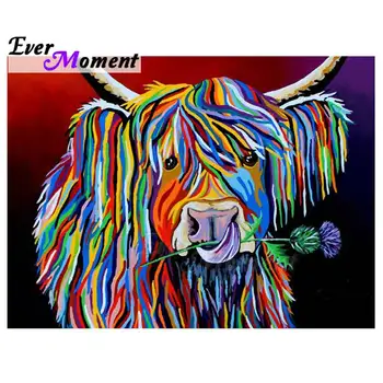 

Ever Moment Diamond Painting Colorful Cow Decoration For Home Full Square Drill Mosaic Diamond Embroidery Rhinestone DIY 3F263