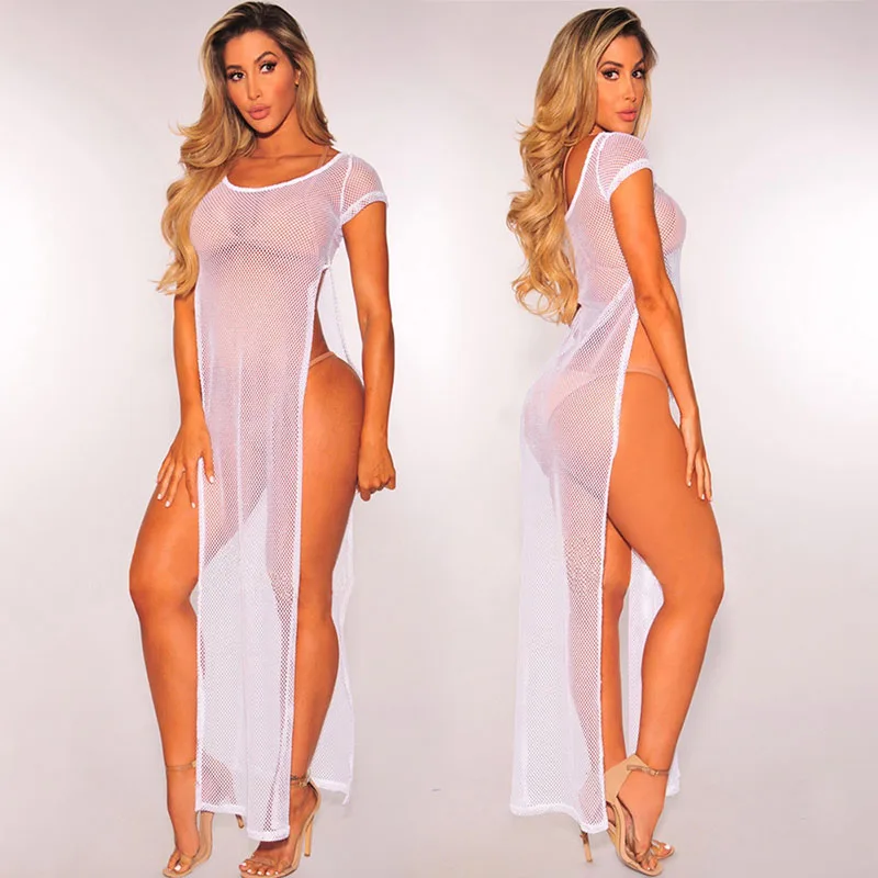 

2019 Women Sexy Beach Cover-up 2019 Hot Summer Transparent Swimsuit Covers up Bathing Suit Beach Wear Swimwear Mesh Beach Dress