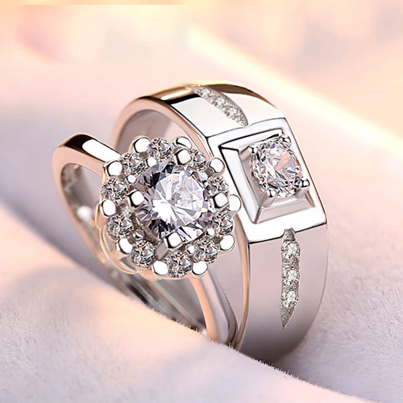 SHANICE 925 sterling silver Wedding Open Ring For Couples Cubic Zirconia Cz Lovers Rings Set Men Women Engagement Wedding Rings