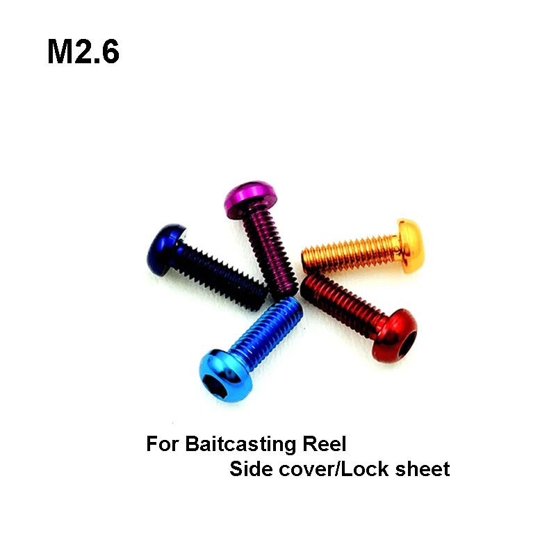 

2pcs M2.6 Socket Head Cap Screws Baitcasting Reel Side Cover/Lock sheet Aluminum Alloy Color Reel screws Refitted DIY