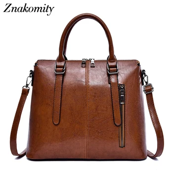 

Znakomity Women Bag Vintage Handbag Casual Tote Fashion Womens Messenger Bags Shoulder PU Leather Bag 2019 New Arrival Business