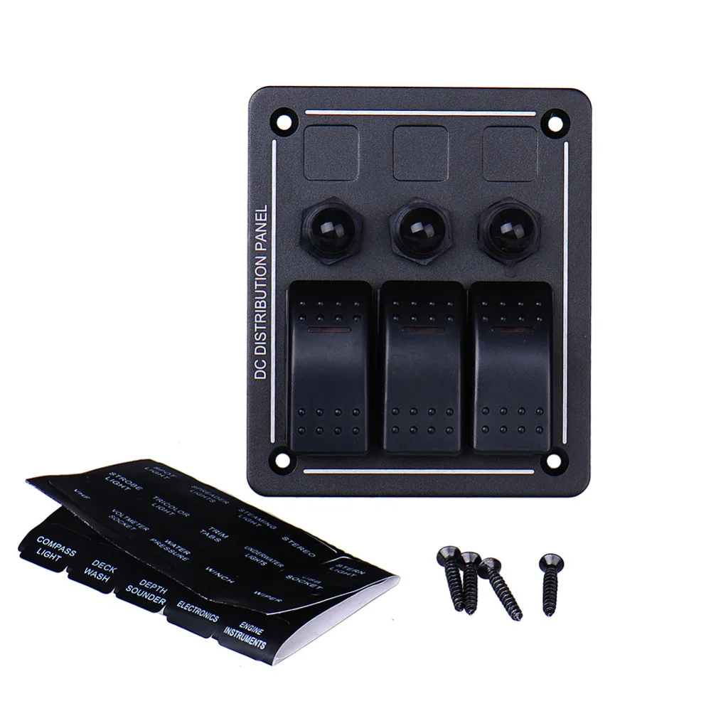 3 Gang Aluminum LED Waterproof Rocker Switch Panel Marine/Boat Marine