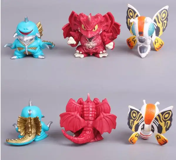 

6pcs/set Q version Godzilla Movies Godzillaed king of the monsters Rodan mothra Action Figure Movable doll Model Kid Kind Anime