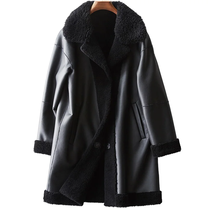 100% Wool Jacket Real Fur Coat Autumn Winter Jacket Women Clothes 2018 Korean Vintage Sheep Shearling Fur Women Tops ZT1138