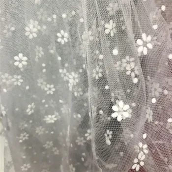 

150cm Wide Ivory White Net Fabric Floral Embroidered Lace Fabric for DIY Sewing Patchwork Luxurious Fabric cutwork lace