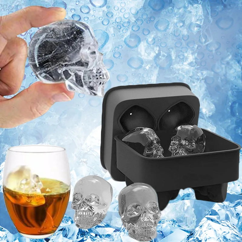 

Funny Halloween Silicone Skull Pattern Ice Cream Mold Makers Kitchen Tool