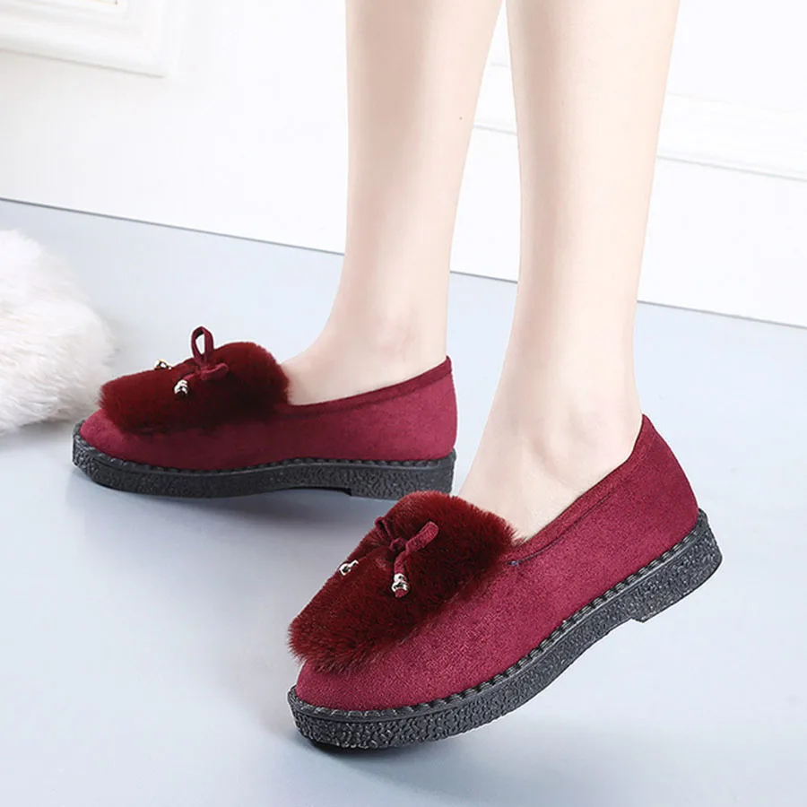 

Autumn & Winter Women'S Peas Shoes Korean Version Low-Heeled Warm Hard-Wearing & Anti-Slip Slip-On Students Single Shoes Female