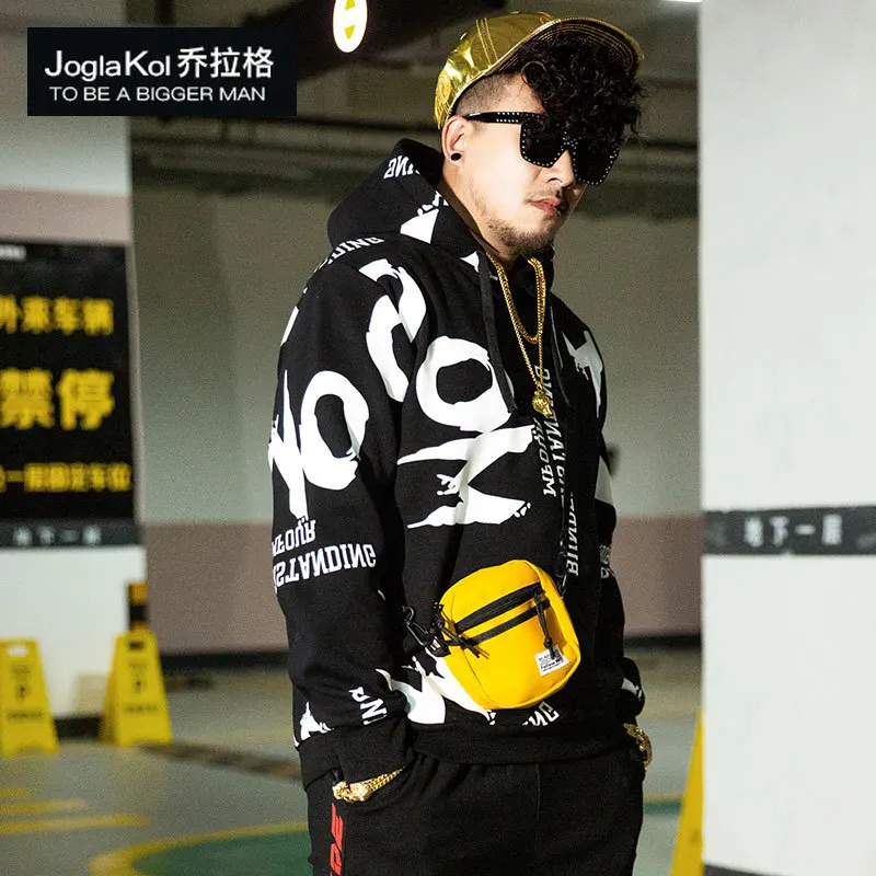 

2019 new plus-size men's wear plus-size coats and long-sleeved sweatshirts top of the trend street wear