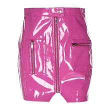Женская короткая юбка из искусственной кожи с высокой талией, элегантная мини-юбка с карманами на молнии Avove, черный, белый, розовый