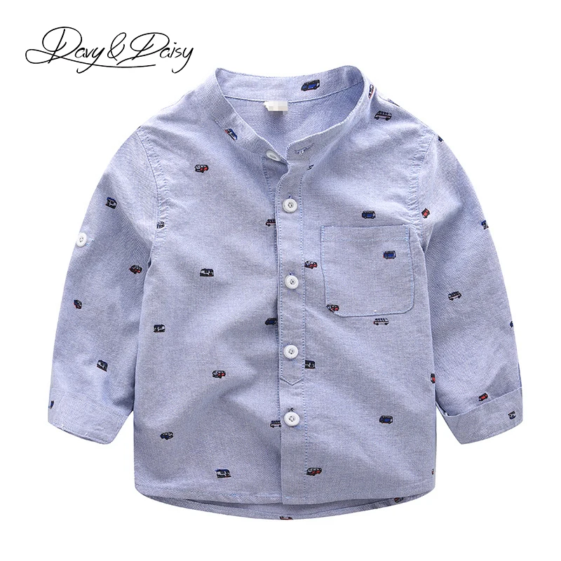 DAVYDAISY 2017 Autumn Children Shirts For Boys Mandarin Collar Long