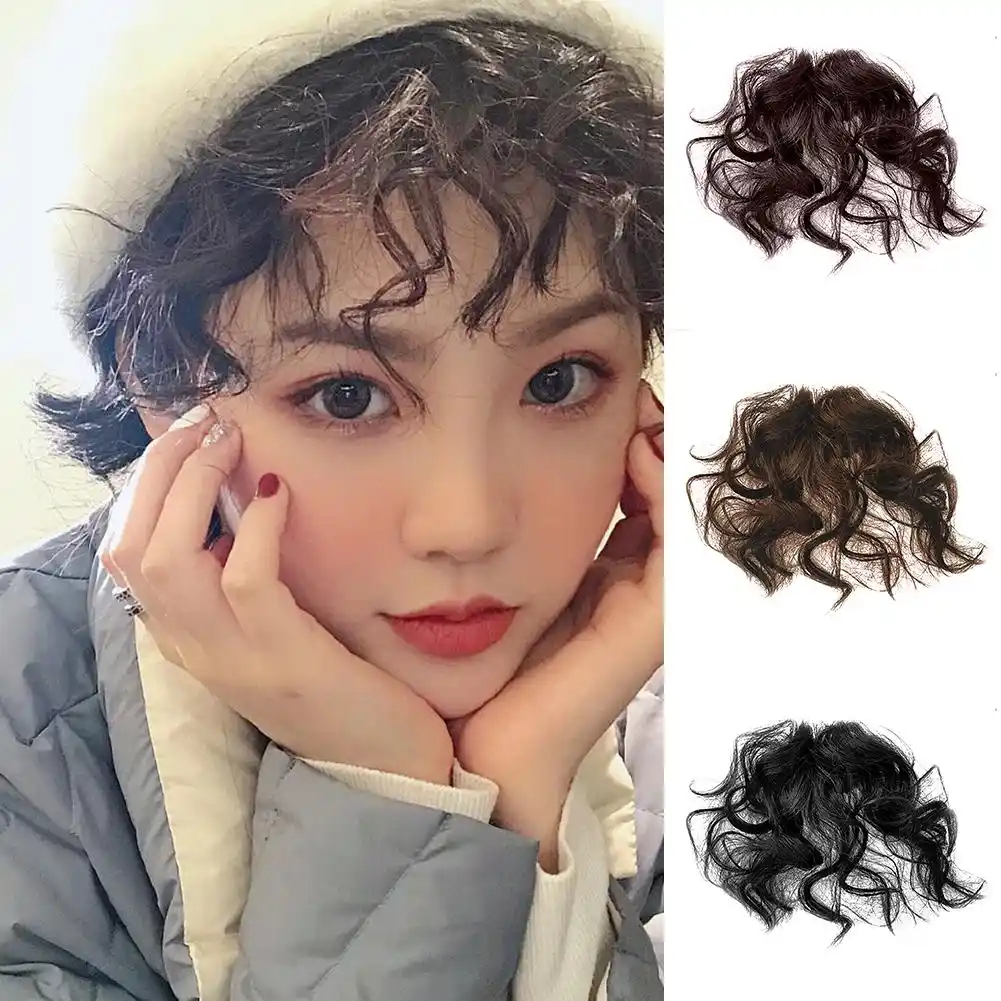 Natural Fluffy Curly Fake Fringe Bang Girls Clip In Hair