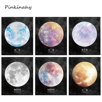 

4pcs Planet Earth Moon Neptune Stickers Round Shape Memo Pad Sticky Notes Stationery Papelaria Escolar School Supplies