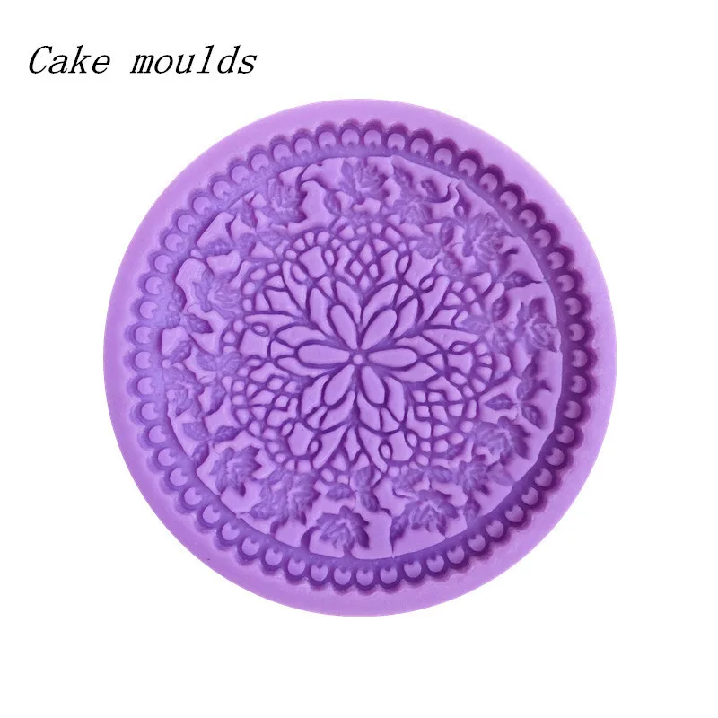 

Wholesale Silicone mold K235 Round Flower Sugar lace mat Fondant cake mold Baking mold Free shipping