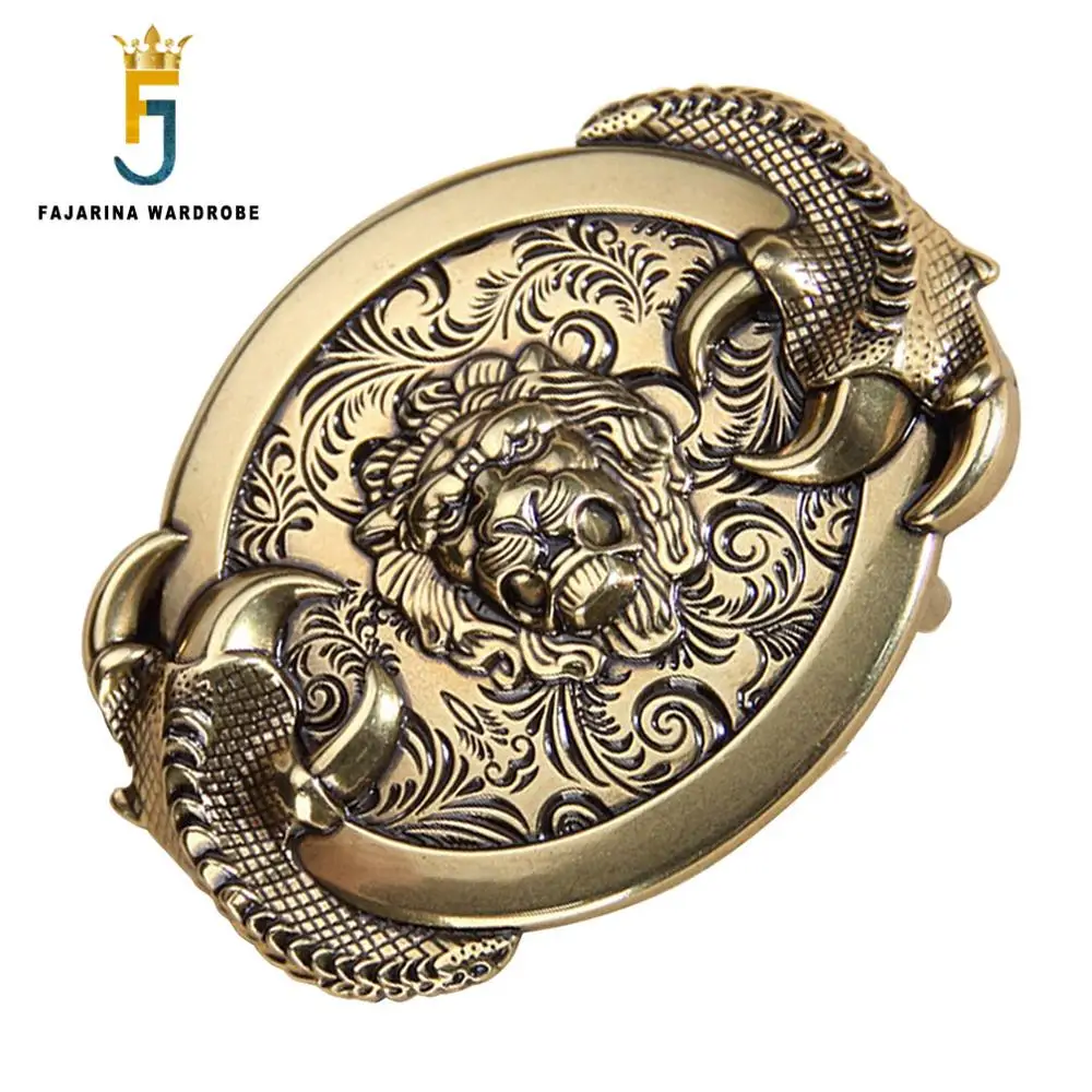 

FAJARINA Fashion Unique Design 3D Lion Head Pattern Zinc Alloy Smooth Buckle Only for 3.5-3.8cm Width Belt Free Shipping BK005