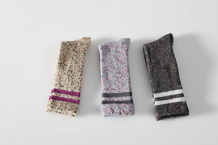MYUDI/ г. Осенне-зимние носки хлопковые для девочек, в полоску, в горошек, Ретро стиль, детские гольфы длинные носки для малышей