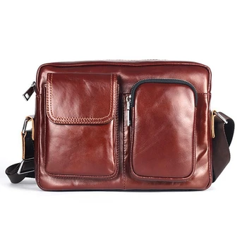 

Black brown Genuine Leather Men Shoulder Bag Handbag Vintage Cowhide Crossbody Bags Tote Business Casual Men Messenger Bag