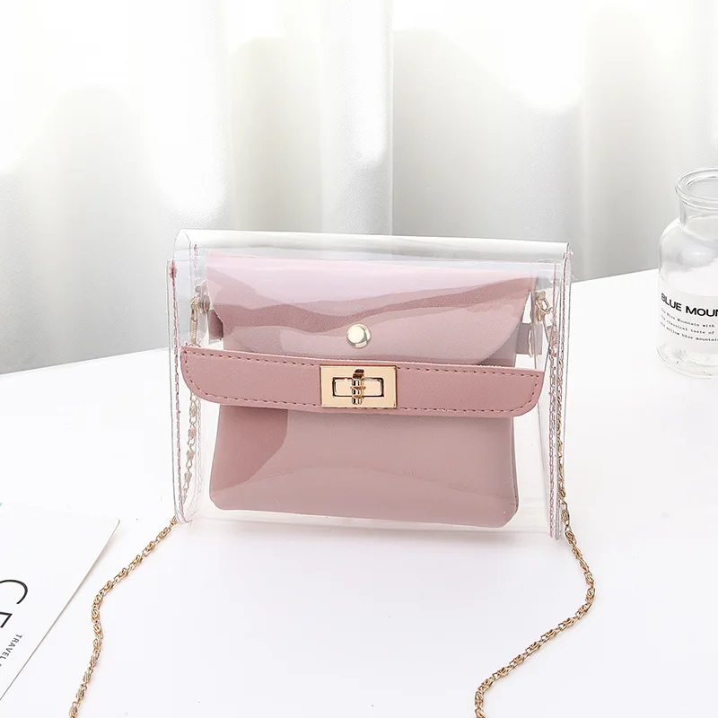  2019 New Fashion Transparent Shoulder Crossbody Bags PU+PVC Clear Bag Satchel Bag Ladies Girl Casua - 33016384666
