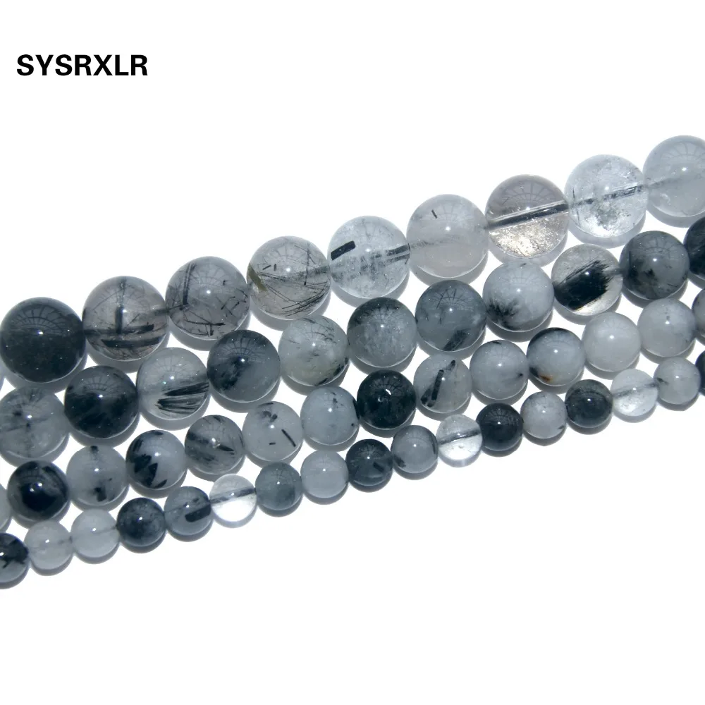 

Free Shipping Natural Stone Black Rutilated Quartz Round Beads For Jewelry Making Charm DIY Bracelet 4 6 8 10 12 MM Strand 15''