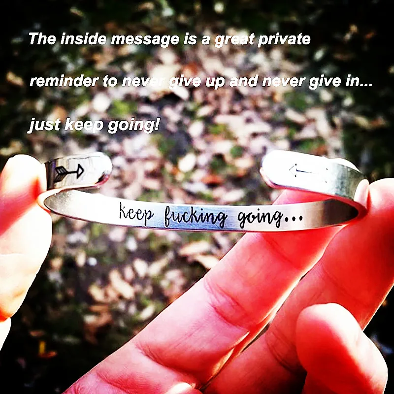 

Trendy Inspirational Keep Going Cuff Bracelets Bangles Stainless Steel Motivational Friend Encouragement Jewelry For Women Men