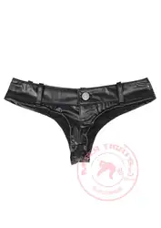 Оптовая продажа пикантные женские T-back трусики укороченные джинсы из искусственной кожи мини Штаны ультра-короткие Шорты стринги шорты