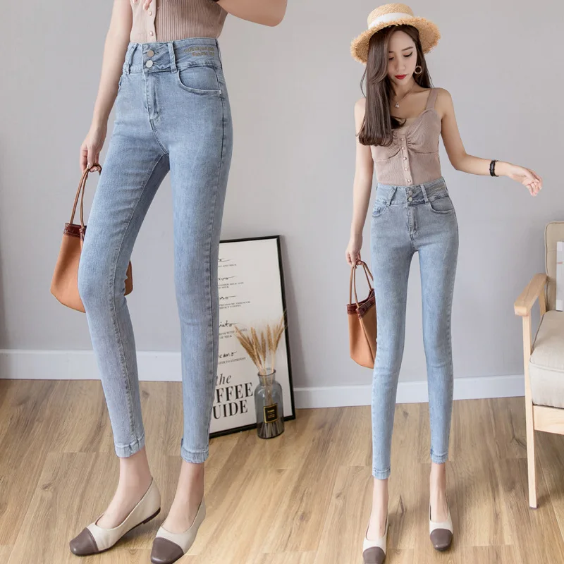 Women Blue High Waist Denim Loose Ladies Skinny AP1544-AP1549 Jeans Woman Mom Jeans