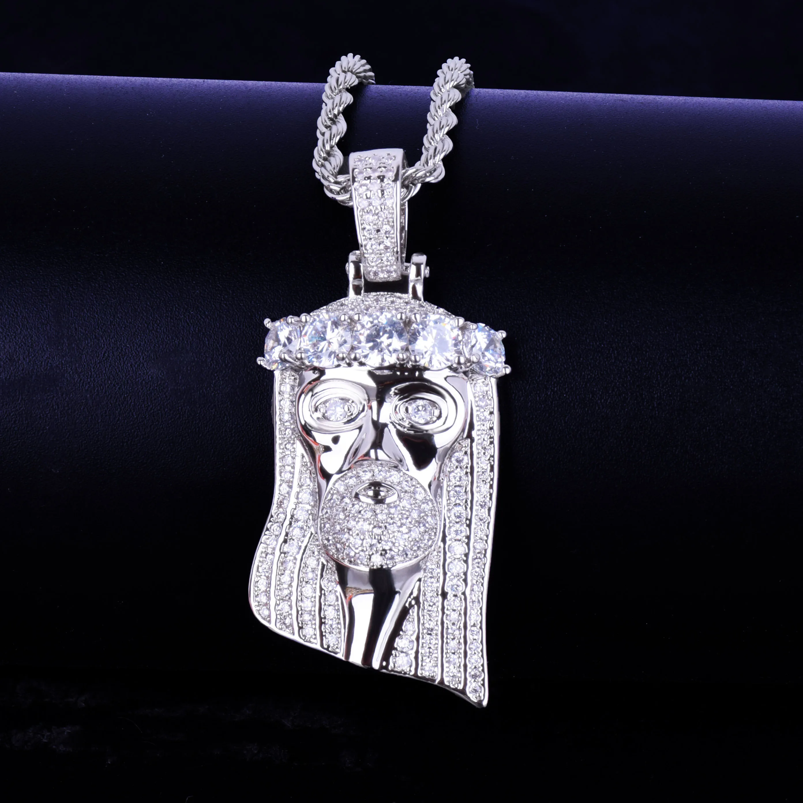 アクセサリー Chocolate Jesus CJ Logo pendant CZ Textured Face of Jesus Pendant 14K Tri-Color Gold