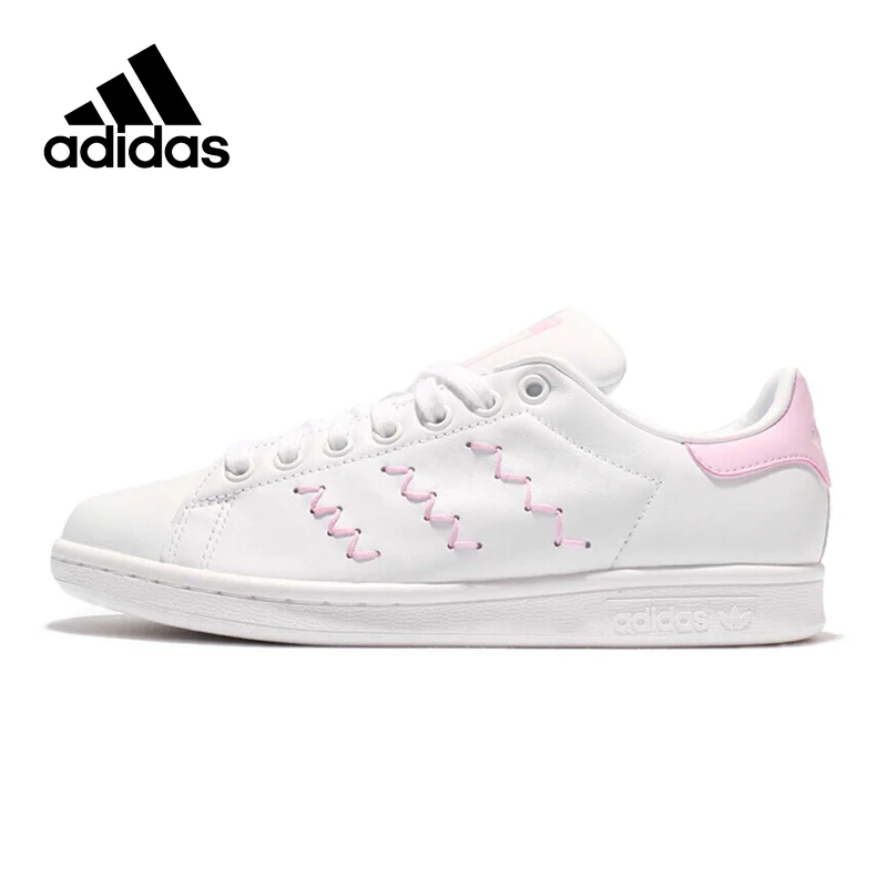 Adidas Sneakers Originals Pink Stripe Women Lace-up Sports Skateboarding Shoes Low-top Flat Genuine Leather Adidas Women Shoes