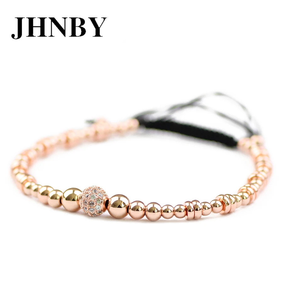 JHNBY мяч монет 3/5 мм Медь бисер белый Циркон Шарм Для мужчин браслет Lucky плетеной