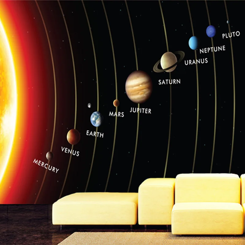 Индивидуальные 3D фрески детские обои солнечная система планеты настенные фрески гостиная детская спальня обои ТВ диван фон
