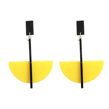 

Handmade Yellow Acrylic Earrings for Women Bohemian Big Pendant Resin Earring Statement Long Earing Pendientes Resina 2019