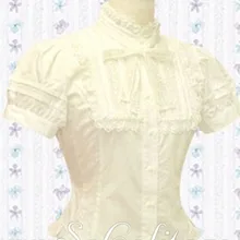 Лолита воротник с лацканами Рубашка с короткими рукавами хлопковая блуза