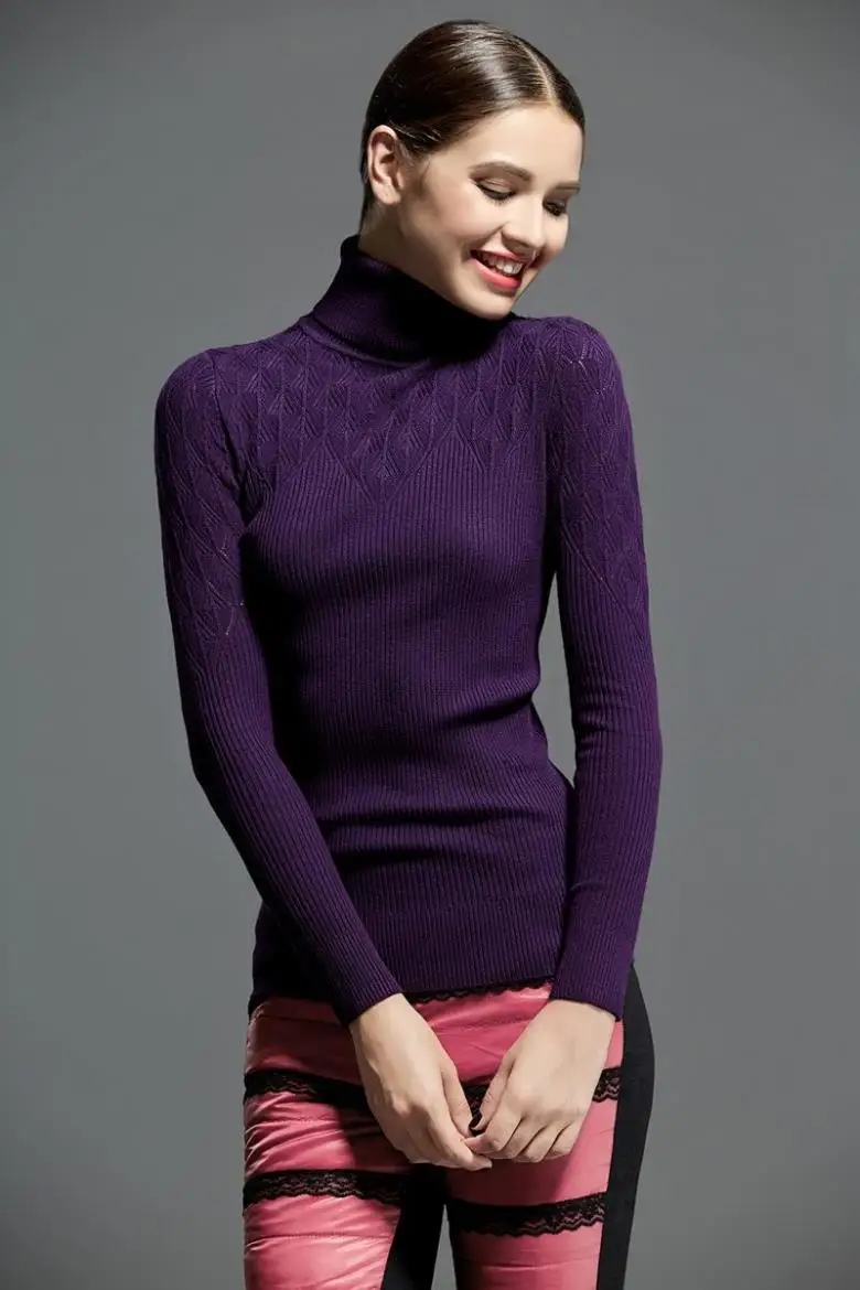 Женский осенне-зимний свитер с вырезами, водолазка, женский свитер с длинными рукавами
