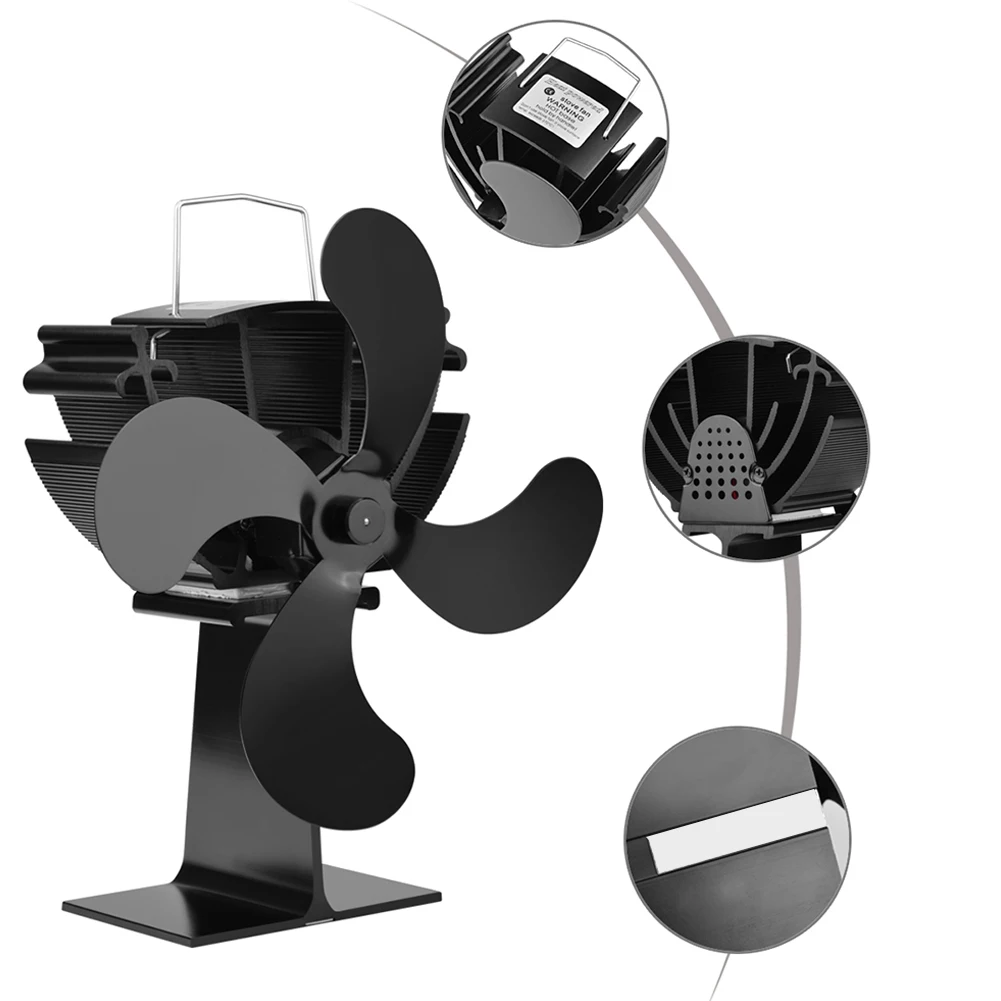 

Heat Powered Stove Fan Wood Stove Fans Silent Eco-Friendly Wood Log Fireplace Fan Hot Sale