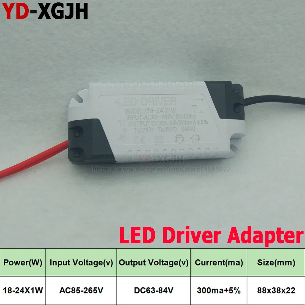 

2PCS/Lot LED Constant Driver 18-24X1W 300mA Power Supply Light Transformers for LED Downlight Lighting AC85-265V