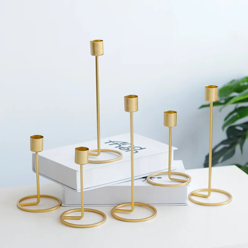 Nordic Wrought Iron Candlestick Decoration Gold Candle Holder European