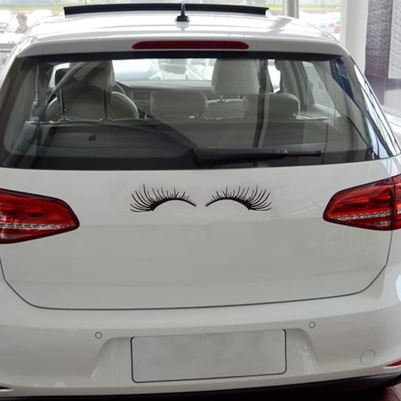 

2Pcs/Pair Eyelashes Light Eyebrow Car Stickers Body Sticker Decals Car Door Blocked Scratches Creative Car Stickers