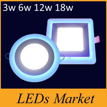 

3W 6W 12W 18W LED Two-color Panel Downlight LED Lamp Panel Light Double Color LED Ceiling Recessed Lights Indoor Lighting Bulbs