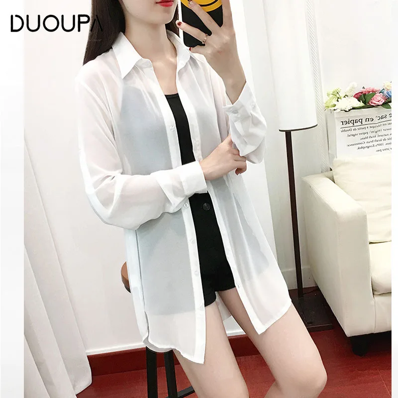 

Casual Loose Women's Wild Fashion Stand Collar Large Size Chiffon Shirt Long Sleeve Women's Shirt Street Sun Protection Clothing