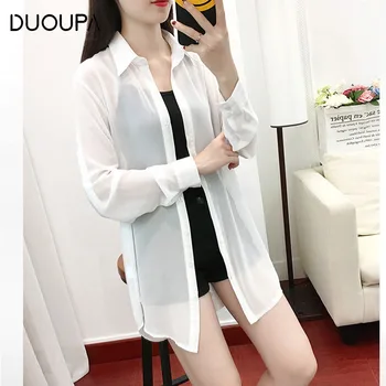 

Casual Loose Women's Wild Fashion Stand Collar Large Size Chiffon Shirt Long Sleeve Women's Shirt Street Sun Protection Clothing
