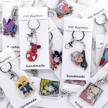 

50pcs/lot Cute Anime Key chain Acrylic Keychain High Quality Custom Chibi Cartoon Pendant Key Accessories