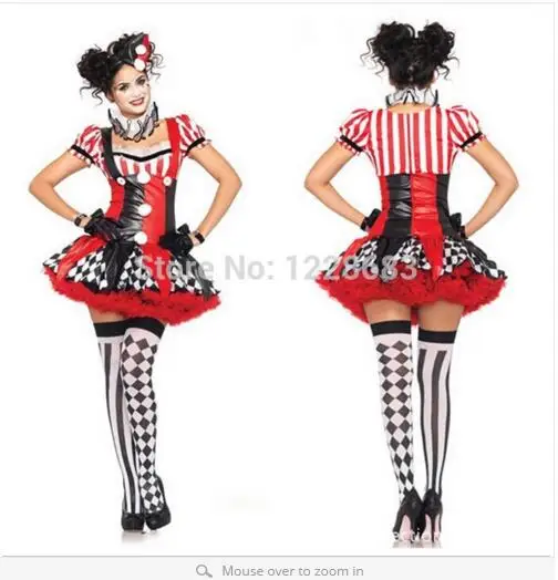 Новинка, распродажа, фантазийный Женский карнавальный костюм Харли Куинн, карнавальный костюм, юбки для вечеринки, женские костюмы на Хэллоуин - Цвет: Harley queen 1