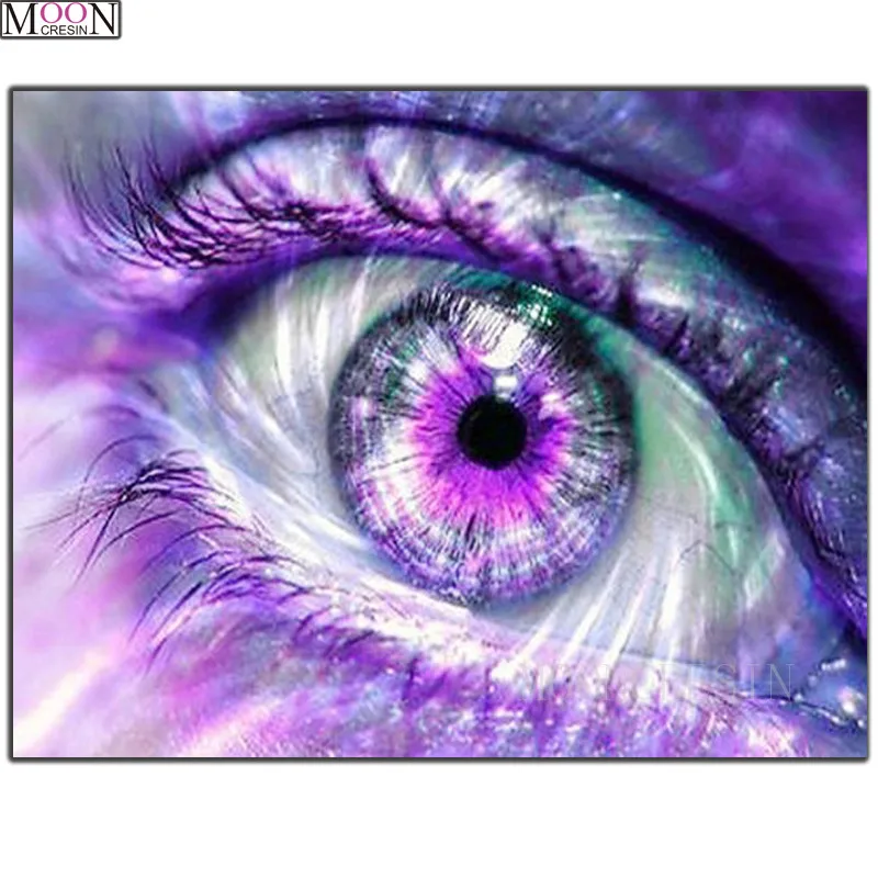 

Scenic 5D DIY Diamond Painting Cross Color Purple Eyes Diamond Mosaic Square Drill Full Diamond Embroidery Decoration Needlework