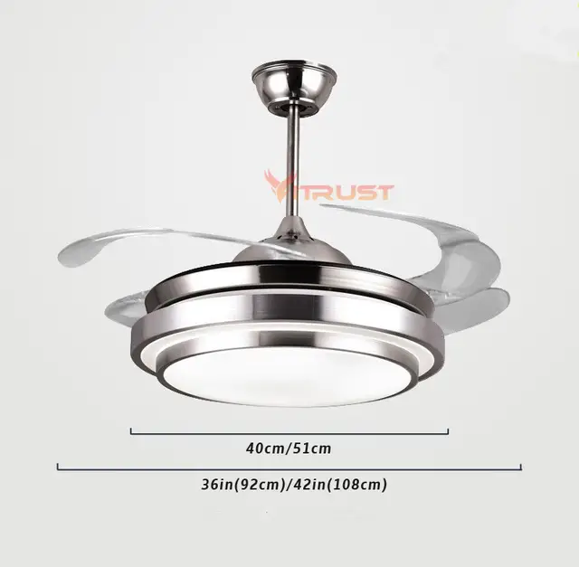 Modern Remote Control Ceiling Fan With Led Light For Living Room