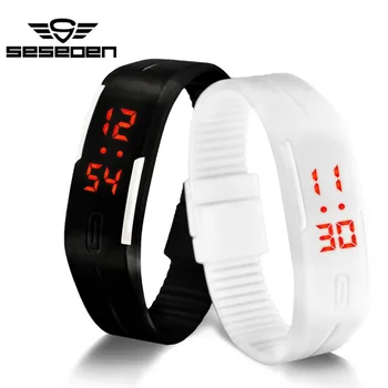SESEDEN New Fashion LED Bracelet Digital Watches Men Ladies Child Clock Women's Bracelet Watches Rubber Sports Wristwatch Saat
