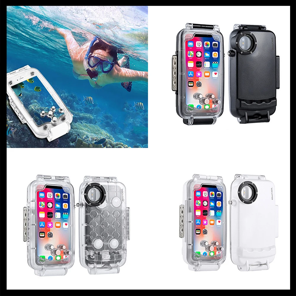 

100% Professionele Waterproof Diving Case Underwater Protective Cover For iPhone X Shoot Video Photo 40M 130Ft Max Depth