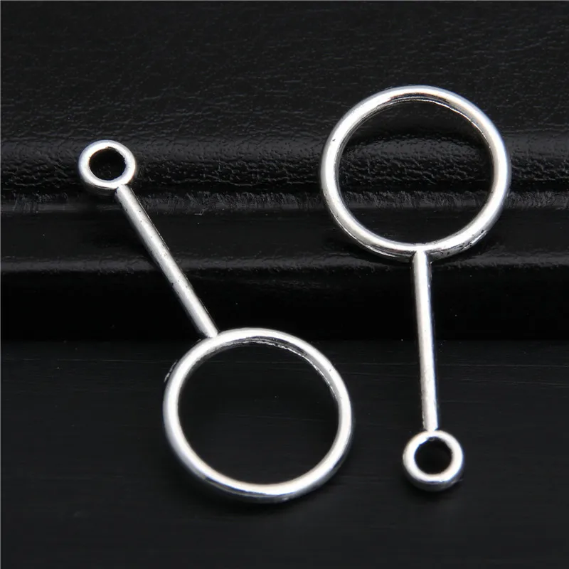 

20pcs Silver Stylish Round Shaped Circle With Stick For Women Charms Jewelry Accessories A2812