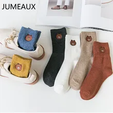 JUMEAUX высококачественные женские хлопковые носки вышивка медведь шаблон короткие носки Повседневные Дышащие носки мультфильм носки для женщин