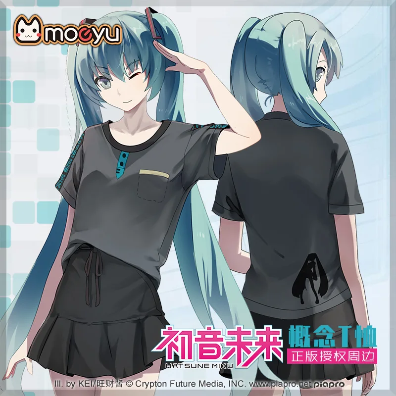 

Top Anime Hatsune Miku Cosplay student short-sleeved round neck men and women Leisure Japanese summer T-shirt