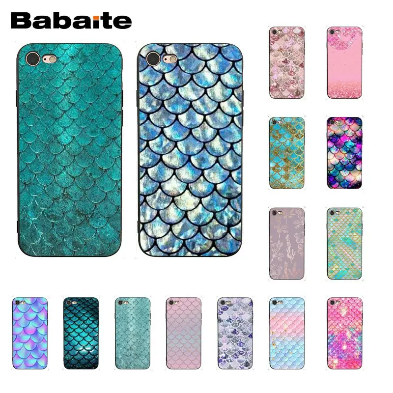 

Babaite Pink Purple Glitter Mermaid Scales Phone Case for iphone 11 Pro 11Pro Max 5 5Sx 6 7 7plus 8 8Plus X XS MAX XR