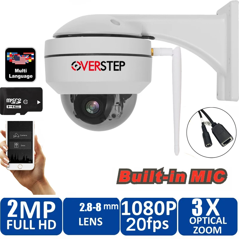wifi PTZ Cameras miphone audio ptz Dome 3X Camera Wifi Outdoor Network Wireless 1080P P2P Mini Wifi Camera with bracket